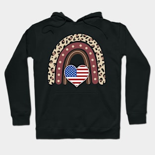 American Flag Leopard Rainbow 4th Of July Hoodie